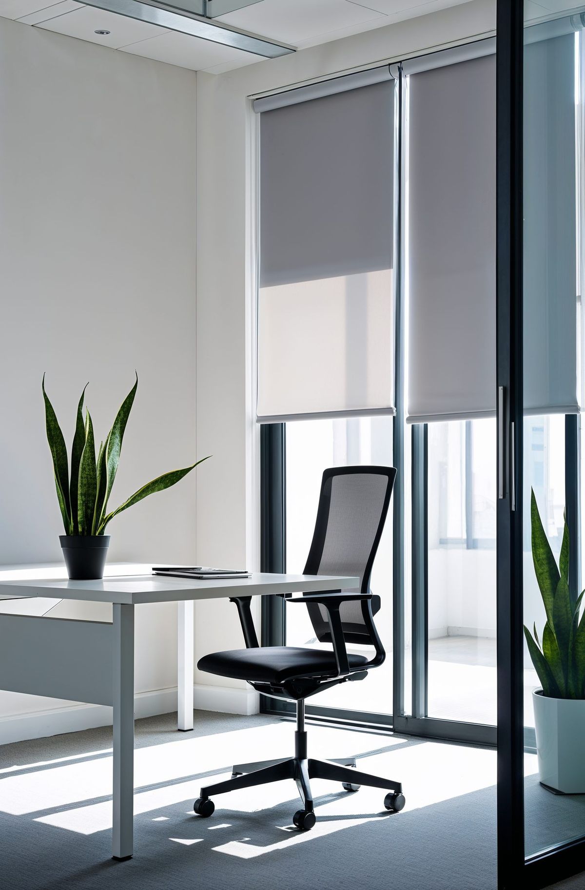 Oficina con rollers screen